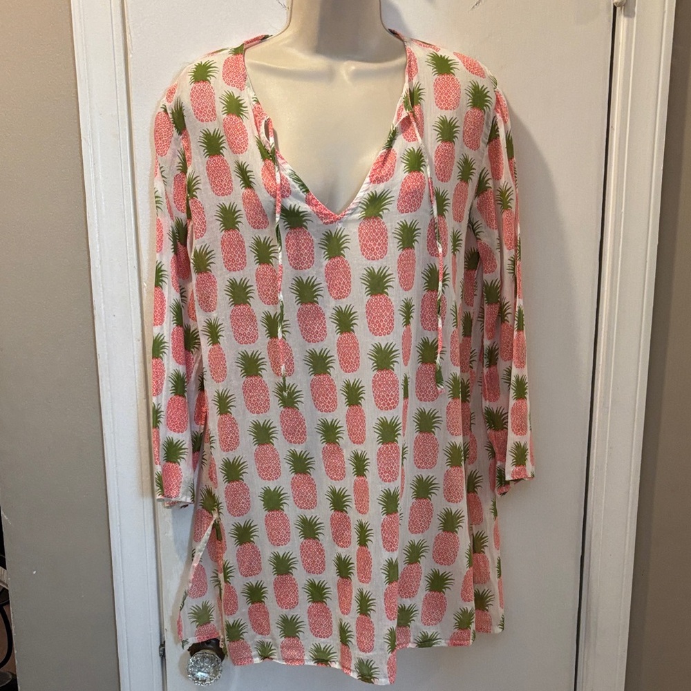 Flora Medium cotton Pineapple Print coverup 26-114-1
